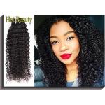 Brazilian Human Hair Weft Kinky Curly Flat Curly Black Color Last Longer Healthy Ends for sale