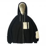 Two Tone Sherpa Fleece Mens Oversized Pullover Hoodie With Pocket Zip