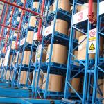 Orange Automated Rack Storage Systems Steel Warehouse Stacker Crane System