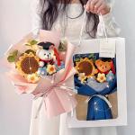 Graduation Bear Sunflower Knit Bouquet Set Creative Handmade Gift Yarn Flower Gift for Teachers Birthday Gift for sale
