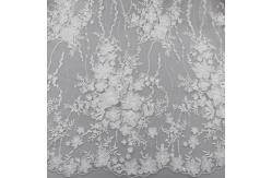 China Delicate Embroidery Polyester On Nylon Mesh Lace Fabric With 3D Flower Design supplier