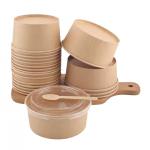 Eco-Friendly Custom Logo Kraft Paper Bowls  Recyclable Disposable Takeout Containers for Food Packaging for sale