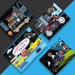 12 TYPES Vehicles Themed Scratch Paper Art Set No Smell Eco Friendly STEM Toys for sale