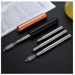 Portable Collapsible Metal Straw / Stainless Steel Drinking Straws Customized Logo for sale