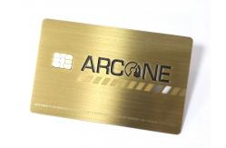 China Metal Gold Small Contact IC Chip Bank Card With Magnetic Stripe Signature Panel supplier