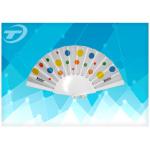 Party 23cm Folding Plastic Hand Held Fans / Wedding Favor Fans , with printing fabric for sale