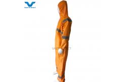 China EN1149 Coverall 56GSM Microporous USA PPE Disposable With Orange Reflective Tape supplier