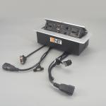 Square Silver Desk Pop Up Sockets Zinc Alloy With Power Outlet 265*130mm
