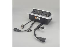 China Square Silver Desk Pop Up Sockets Zinc Alloy With Power Outlet 265*130mm supplier