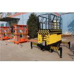 Manual Pull Handle Mobile Boom Lift Hydraulic Scissor Lifter With Full Handrail for sale