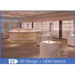 Modern Wooden Glass Compositive White Jewelry Showcase With LED Spotlights