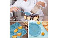 China LFGB Silicone Baking Tools Blue Baby Cartoon Non Toxic Cake Mold Suit supplier