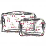Cherry Print Travel PVC Cosmetic Toiletry Bag For Women for sale