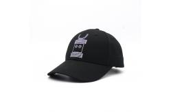 China 60cm Embroidered Baseball Caps Black And White Self Fabric Backclosure Constructed Hats supplier