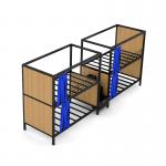 Hotel double decker curtain bed steel bunk beds with middle ladder and locker