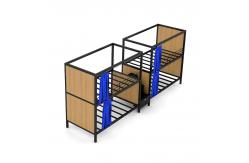 China Hotel double decker curtain bed steel bunk beds with middle ladder and locker supplier