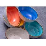 5 Inch Multicolor Speckle Ceramic Bowl Set With Rim for sale