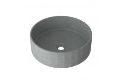 China Mottled Bluish Grey Concrete Wash Basin With No Overflow Pop Up Drain supplier
