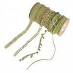 Leaf Dark Green Burlap Ribbon 2mm-15mm*10y Jute Wired Ribbon for sale