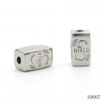 Shiny Metal Alloy Beads Rectangular Custom Engraved Beads 15x8mm For Jewelry Making Accessories for sale