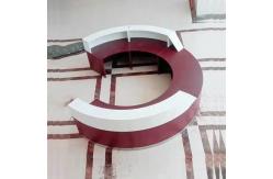 China Red Counter Office Reception Desk Salon Design Curved Shape supplier