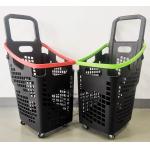 Customized Logo Plastic 4 Wheels Supermarket Store Basket Trolley 1.5 for sale