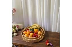 China Multifunction Hand Woven Rattan Round Serving Tray Serving Basket With Cut supplier