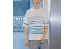 China Custom Summer Casual Stripped Cool Shirts For Boys Round Neck XS-XXXXXL supplier
