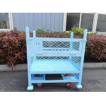 Foldable Mesh Powder Coating Metal Pallet Cage For Warehouse Logistics for sale