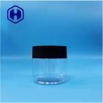 Round Food Grade Clear PET Plastic Candy Cookie Dried Blueberries Jar Black Cap for sale