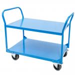 Customized 1200LB 2 Tier Trolley Metal Utility Cart With Double Handle for sale
