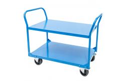 China Customized 1200LB 2 Tier Trolley Metal Utility Cart With Double Handle supplier