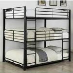 Black Metal Frame Triple Bed Adult 3 Tier Bed Steel Home Business Furniture China Factory for sale