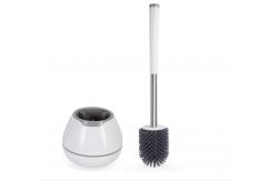 China White Toilet Brush And Holder Set Silicone Bristles With Tweezers supplier