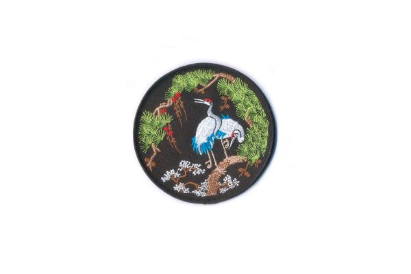 China Style Embroidered Patches Iron On For Clothes Merrowed Badge Crane Patch