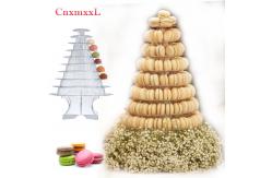 China Classic Plastic 10 Tier Macaron Tower Pyramid Macaron Stand Case supplier