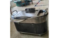 China Electromagnetic Mobile Teppanyaki Grill Table Stainless Steel Smoke Down Exhaust supplier