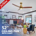 Natural Wood Blade DC Motor Remote LED Ceiling Fan For Home Hotel for sale