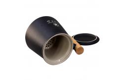 China Ceramic Wood Handle Frosted Retro Tea Cup With Separator supplier