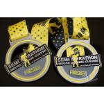 Semi Marathon 10KM Custom Sports Medals Soft Enamel Medallion With Ribbon for sale
