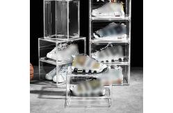 China Custom Acrylic Drop Front Shoe Box Clear Transparent supplier
