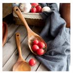 8Pcs Nonstick Teak Wood Spoons Spatula With Holder Wooden Kitchen Utensil Set for sale