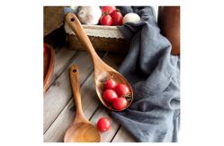 China 8Pcs Nonstick Teak Wood Spoons Spatula With Holder Wooden Kitchen Utensil Set supplier