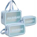 Clear Toiletry Bag 3 PCS Makeup Cosmetic Transparent Travel Wash Bag For Women for sale