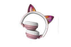 China 1KHz Foldable Bluetooth Earphones LED Cat Ear Design Sound Surrounding Headphone supplier