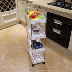 Movable Small Slim Rolling Storage Cart With Lockable Wheels Thickened Plastic