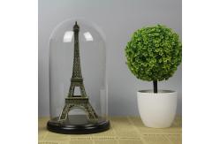 China Wooden Base D10*H20cm Borosilicate Glass Display Dome Cloche supplier