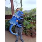 Hand Puppet Simulation Blue Realistic Animatronic Dinosaur Baby With Wings