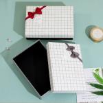 High End Square Gift Box With Bow Rigid Lid And Base Packaging For Special Occasions for sale
