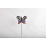 Hollow Out Colorful Metal Butterfly Outdoor Garden Decorations with Glass Beads for sale